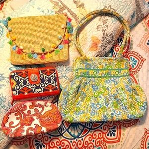 TAKE ALL 4pcs, 2 Vera Bradley Bag & Long Wallet GUC + 2 extra pouches💖